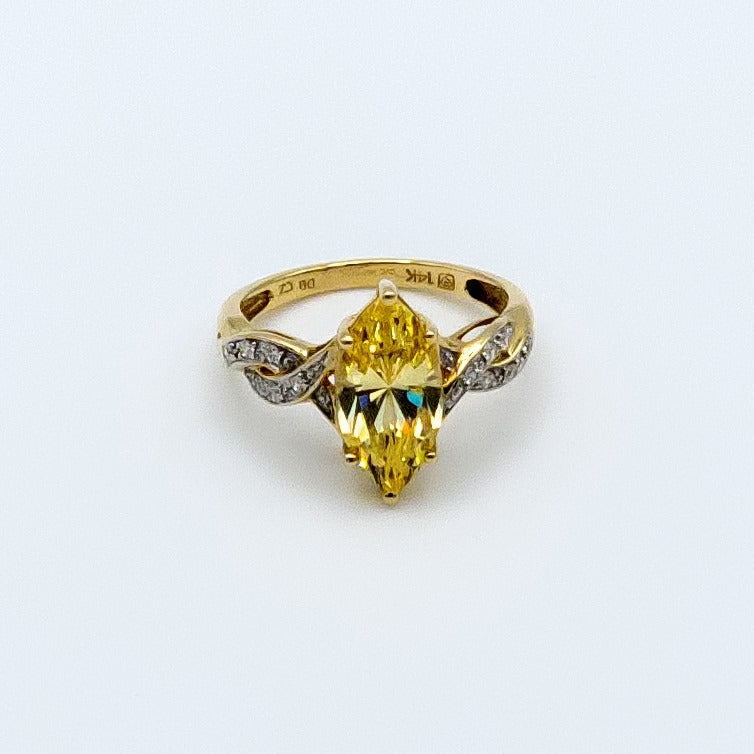 14ct Yellow Gold CZ Ring