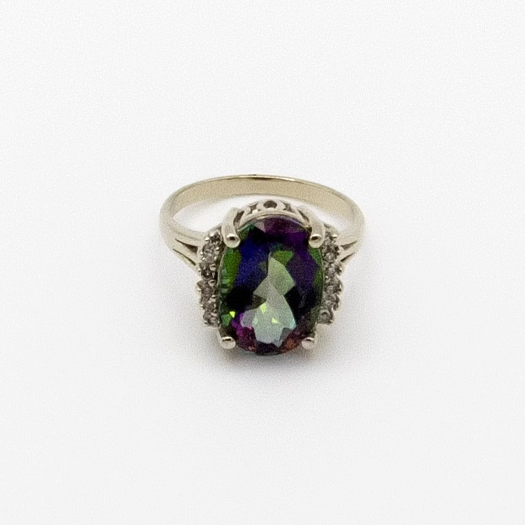 14ct Mystic Topaz White Gold Ring