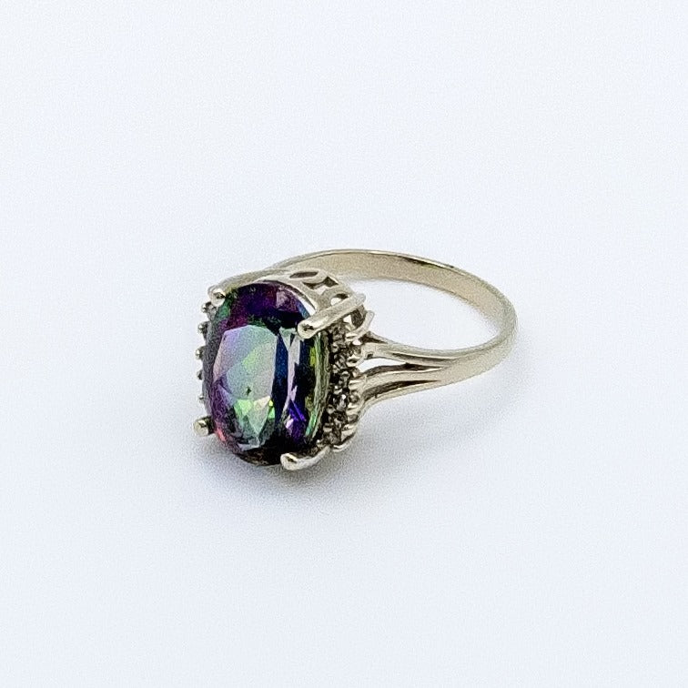 14ct Mystic Topaz White Gold Ring