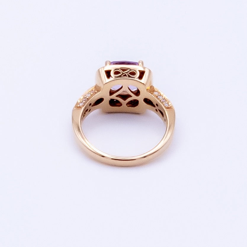 14ct LeVian Amethyst And Diamonds Rose Gold Ring