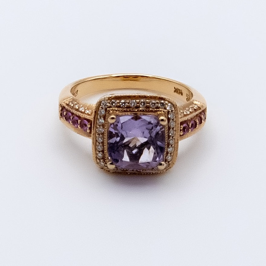 14ct LeVian Amethyst And Diamonds Rose Gold Ring