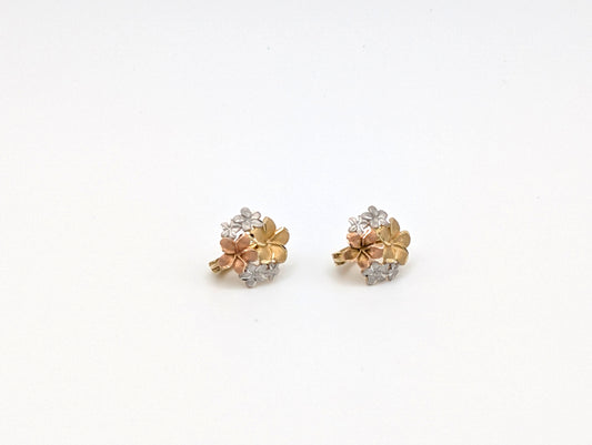 14ct Yellow, White And Rose Gold Earrings