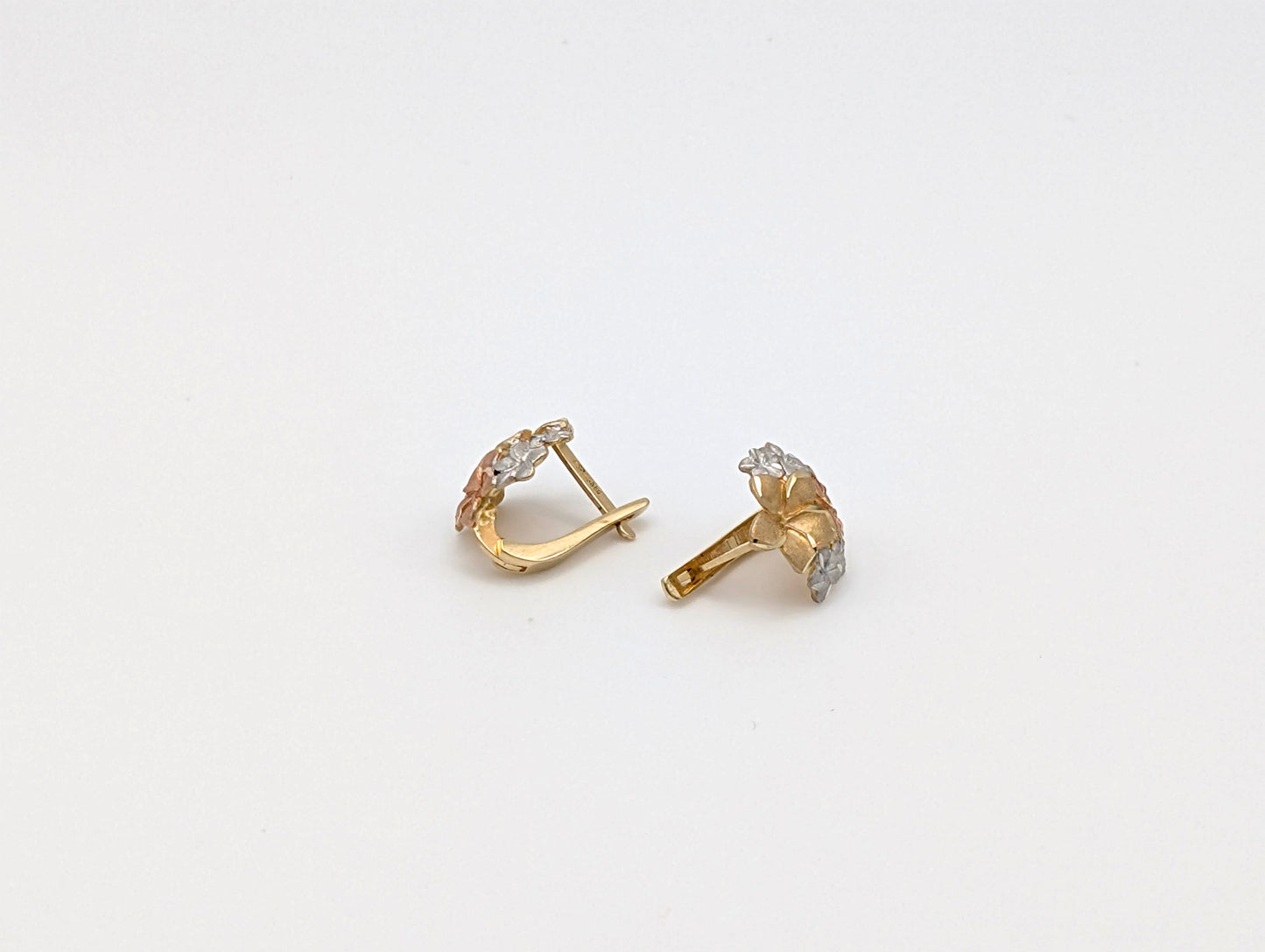 14ct Yellow, White And Rose Gold Earrings