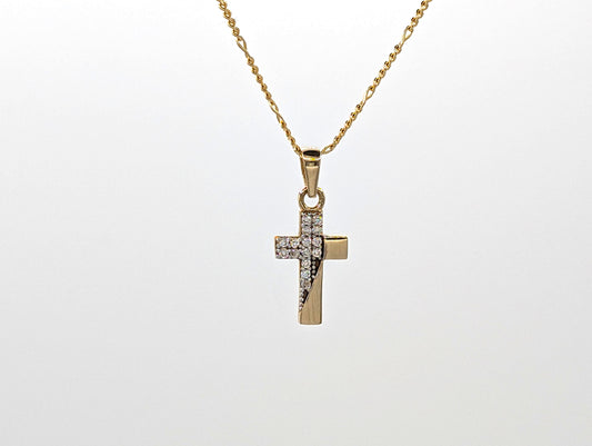 14ct Yellow Gold Kids Crucifix Pendant Necklace