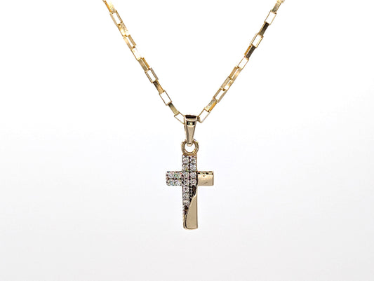 14ct Yellow Gold Kids Crucifix Pendant Necklace