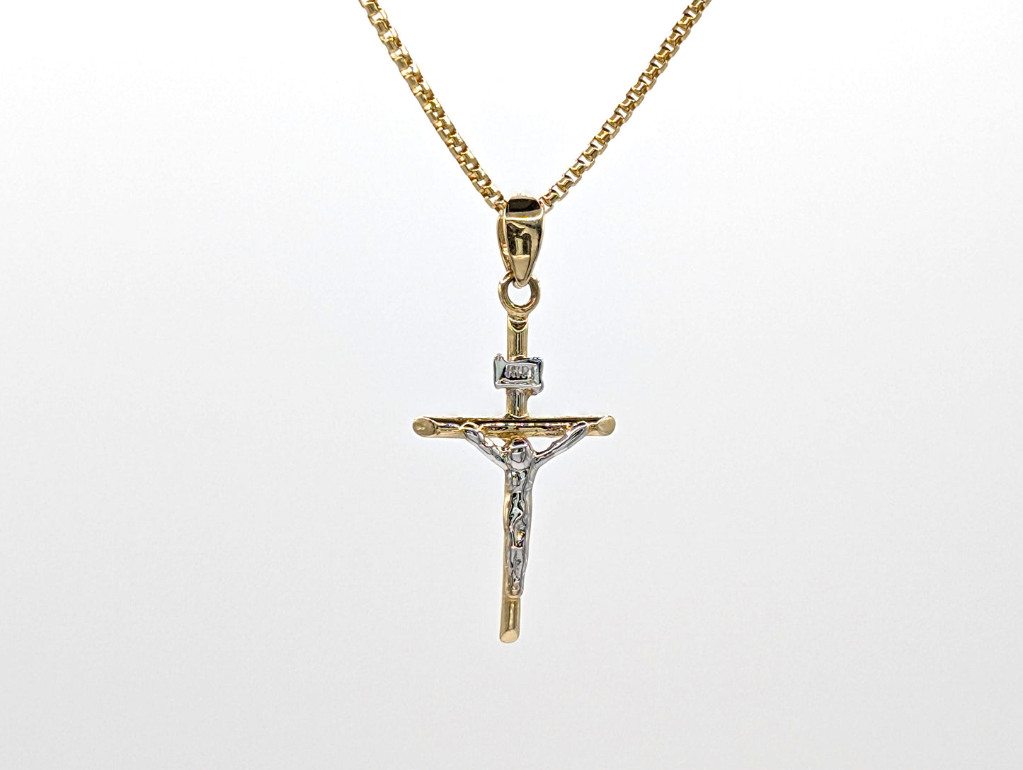 14ct Yellow Gold Kids Crucifix Pendant Necklace