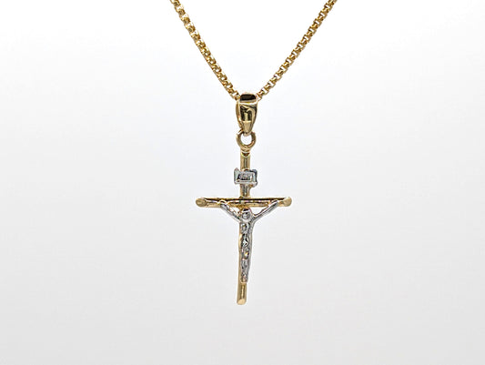 14ct Yellow Gold Kids Crucifix Pendant Necklace