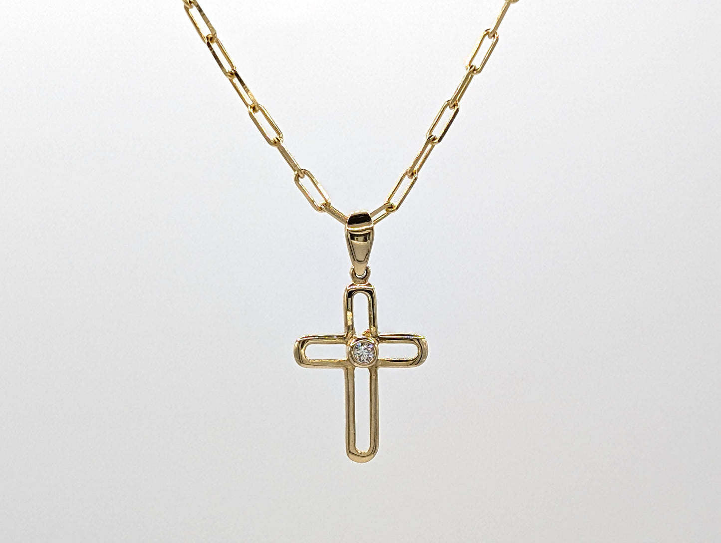 14ct Yellow Gold Kids Crucifix Pendant Necklace