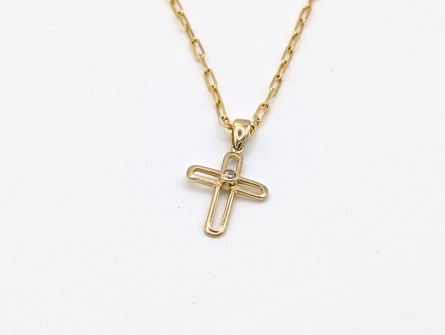 14ct Yellow Gold Kids Crucifix Pendant Necklace