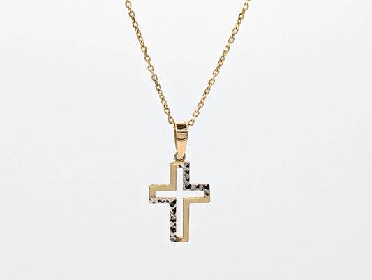 14ct Yellow Gold Kids Crucifix Pendant Necklace