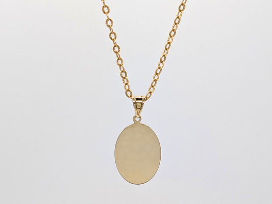 14ct Yellow Gold Oval Pendant Necklace