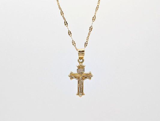 14ct Yellow Gold Crucifix Pendant Necklace