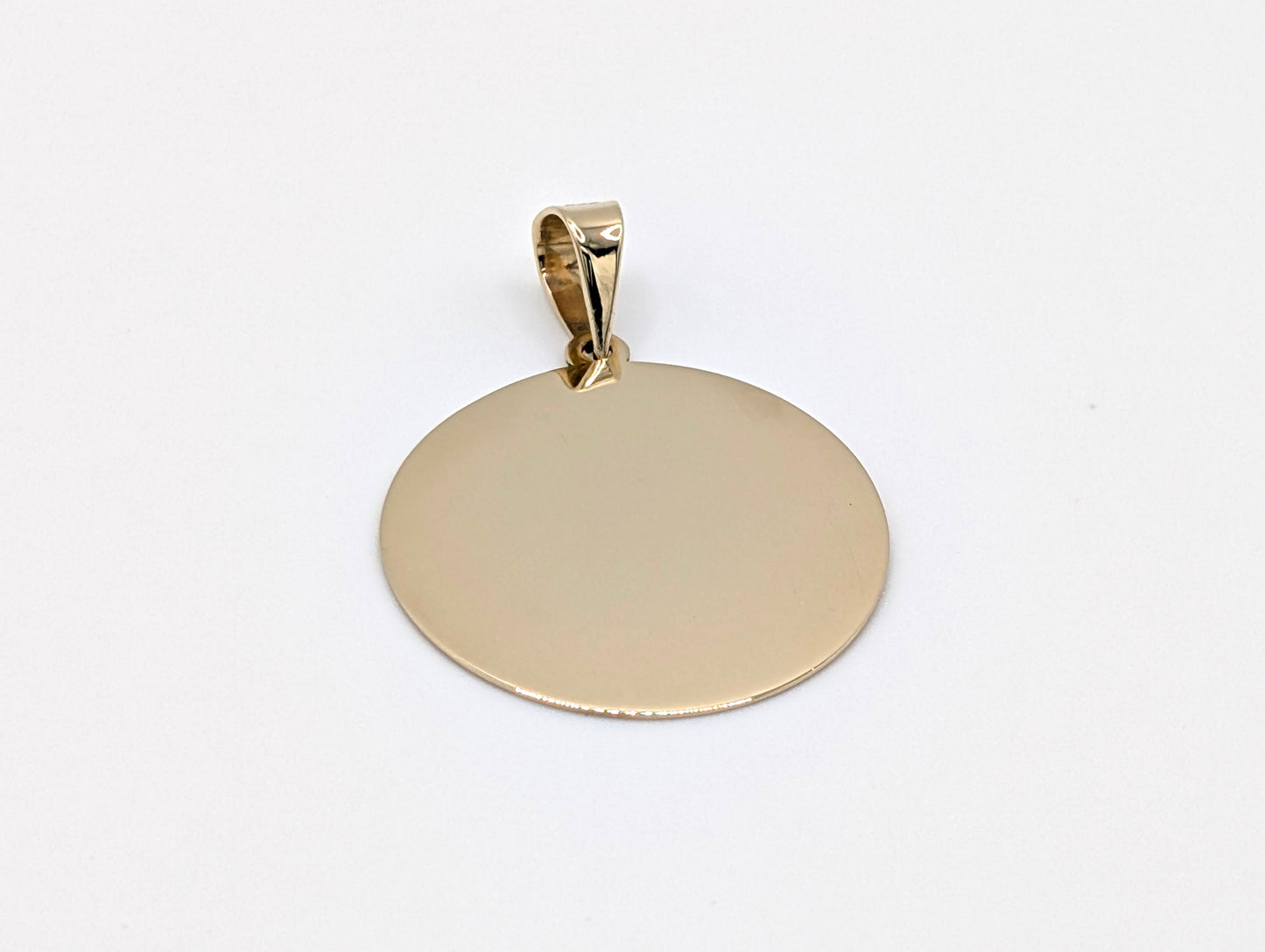 14ct Yellow Gold Round Pendant (Engravable)