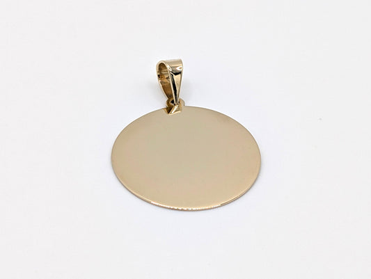 14ct Yellow Gold Round Pendant (Engravable)