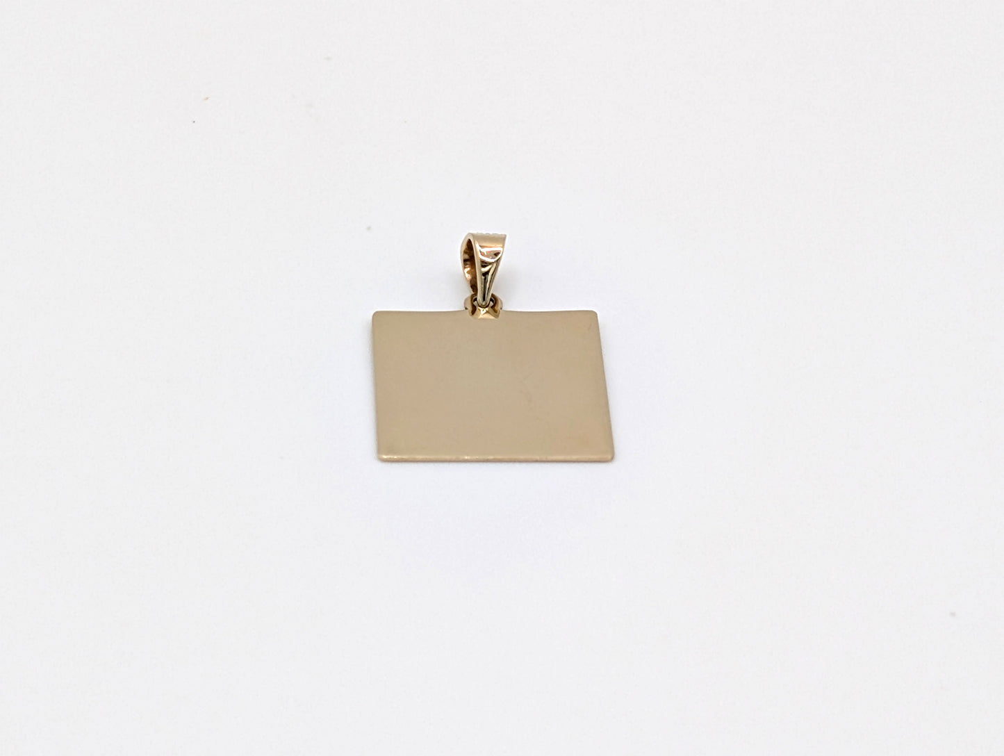 14ct Yellow Gold Square Pendant (Engravable)