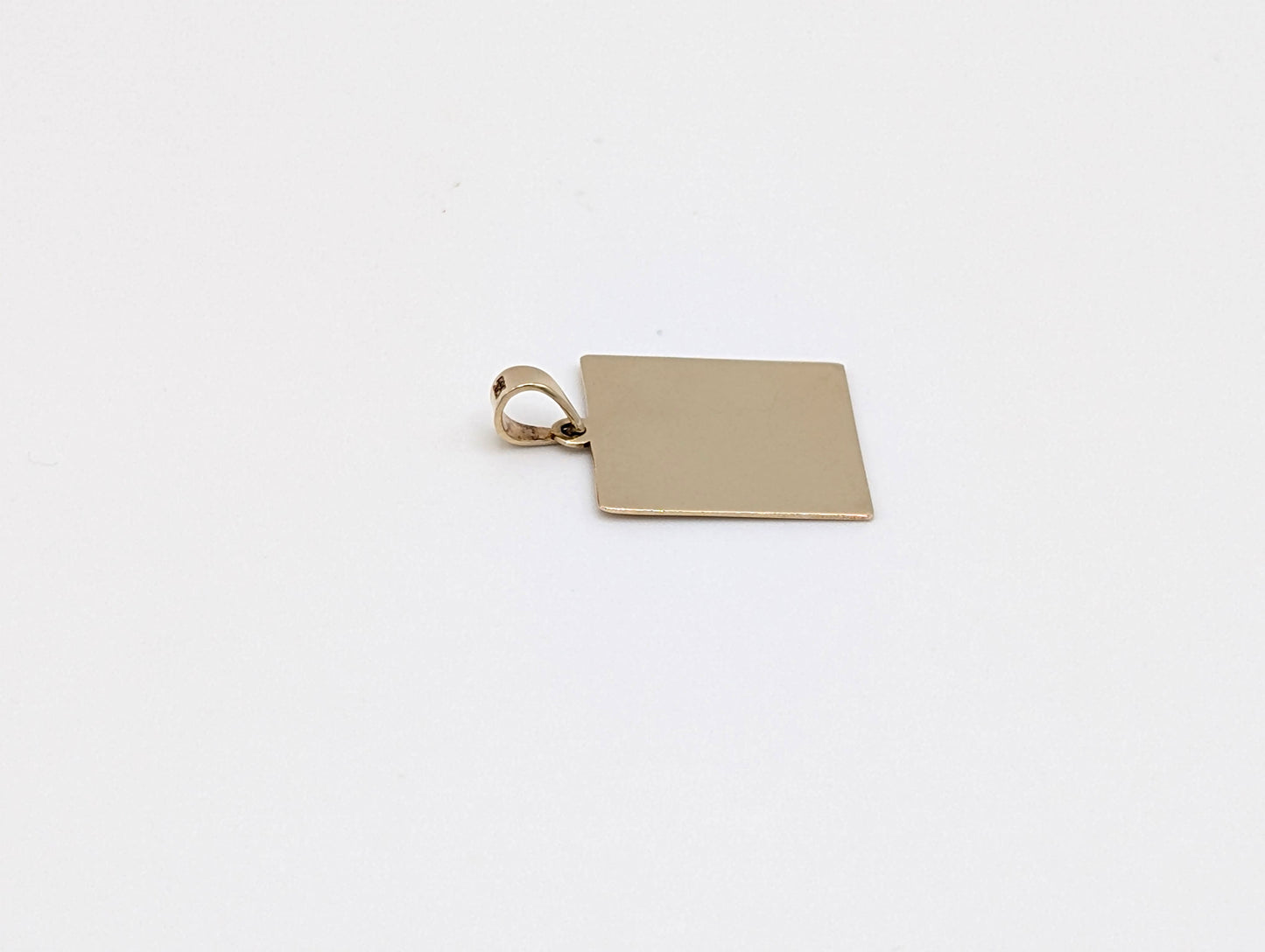 14ct Yellow Gold Square Pendant (Engravable)