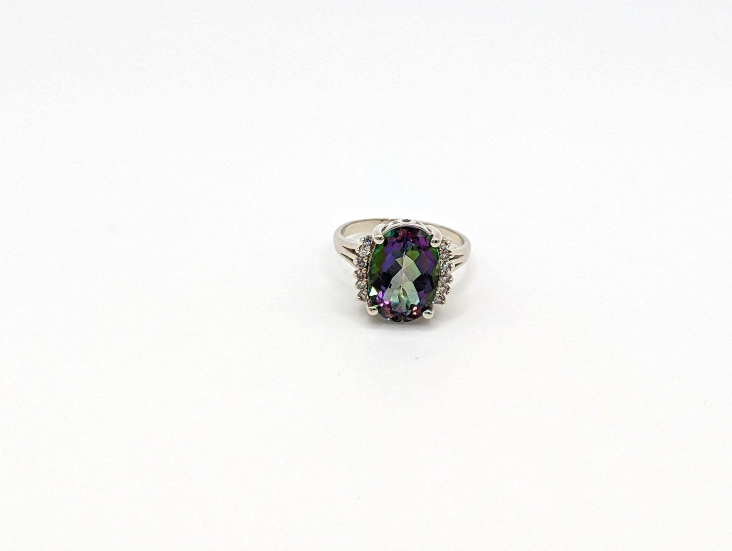 14ct White Gold Mystic Topaz Ring